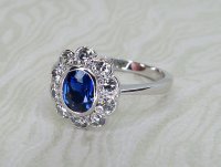 Antique Guest and Philips - Sapphire Set, White Gold - Cluster Ring R5287