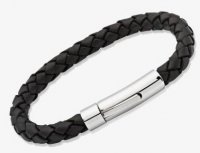 Unique - Leather - Stainless Steel - Bracelet, Size 21cm A40BL-21CM