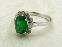 Antique Guest and Philips - Emerald Set, White Gold - Cluster Ring R5019