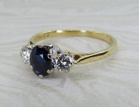 Antique Guest and Philips - Sapphire Set, Yellow Gold - White Gold - Three Stone Ring R5320