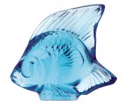 Lalique - Fish, Glass/Crystal Light Blue Figure 3000200