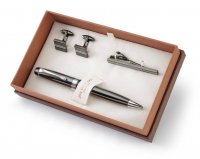 Jos Von Arx - Stainless Steel Pen, Tie Pin, Cuff Links Box Set - EX40
