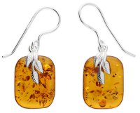 Guest and Philips - Amber Set, Sterling Silver - Leaf Hook In Drop Earrings H3749-B