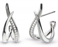 Kit Heath - Cubic Zirconia Set, Sterling Silver - Rhodium Plated - hoop stud earrings 30227cz