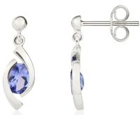 Guest and Philips - Tanzanite Set, White Gold - 9ct Eye Drop Bead Earrings, Size 3mm 33-24-056