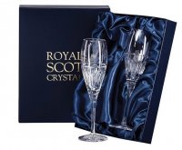 Royal Scot Crystal - Art Deco, Glass/Crystal - Pres Boxed 2 Champagne Glasses, Size 225mm ADB2FL