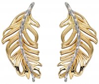 Gecko - Yellow Gold 9ct Feather Earrings GE2339