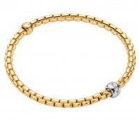 Fope - Eka, Diamond Set, Yellow Gold - 18ct 0.07ct Bracelet, Size M 73301BX_BB_G_XBX_00M