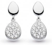 Kit Heath - Coast Pebble, Cubic Zirconia Set, Rhodium Plated - Sterling Silver - Drop Earrings 60188CZ