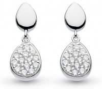 Kit Heath - coast pebble, Cubic Zirconia Set, Sterling Silver - Rhodium Plated - earrings 60188cz