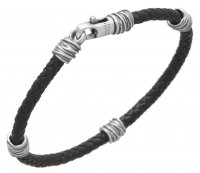Giovanni Raspini - String, Sterling Silver - Leather - Bracelet, Size 21cm 11355L