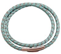 Unique - Leather - Stainless Steel - Pusher Clasp Bracelet, Size 19cm B556EM-19CM