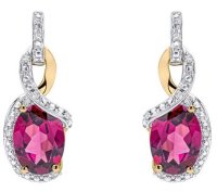 Gecko - DIAMOND, Garnet Set, Yellow Gold - EARRINGS GE2481M