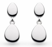 Kit Heath - Coast Pebbles, Rhodium Plated Dble Droplet Earrings 60186RP