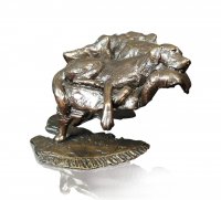 Richard Cooper - Lab in Armchair, Bronze - Ltd Ed Ornament, Size 5.5cm x: 7.8cm x: 7.3cm. 210g 1158