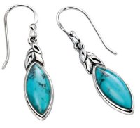 Gecko - Turquoise Set, Sterling Silver - Leaf Shaped Earrings E4570T