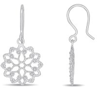 Guest and Philips - White Gold 9ct Flower Drop Earrings 10-07-161