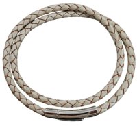 Unique - Leather - Stainless Steel - Pusher Clasp Bracelet, Size 19cm B556AMT-19CM