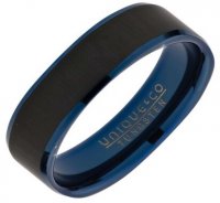 Unique - Blue & Black IP, Tungsten - Ring, Size 68 TUR-96-68