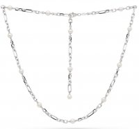 Kit Heath - Revival Figaro , Pearl Set, Rhodium Plated - Sterling Silver - Multi Wear Station Necklace, Size 20" 90434FP