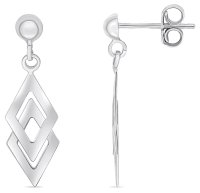 Guest and Philips - Dbl Kite, White Gold 9ct Drop Earrings 10-07-082