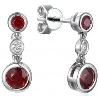 Guest and Philips - Ruby 0.81 D0.04 Set, White Gold - 18ct Drop Earrings - V931