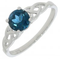 Guest and Philips - Topaz Set, White Gold - 9ct 1st London BT Rnd 6mm Celtic Ring, Size 6mm 09RIGH87938