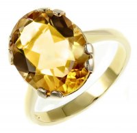 Guest and Philips - Citrine Set, Yellow Gold - Single Stone Ring, Size N 7-2