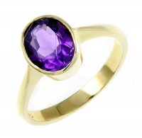 Guest and Philips - Amethyst Set, Yellow Gold - Single Stone Ring, Size N 301-1