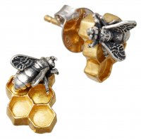Giovanni Raspini - Hive, - Yellow Gold Plated - Earrings, Size 1.3cm 11232 11232