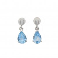 Guest and Philips -  9ct White Gold and Aquamarine Set Drop Earrings - 03-20-280