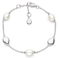 Kit Heath - Coast Pebble, Pearl Set, Rhodium Plated - Sterling Silver - FP Bracelet, Size 7.5" 70183FP