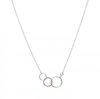 Unique - Cubic Zirconia Set, Sterling Silver - Rose Gold Plated - Hoop Necklace - MK-789