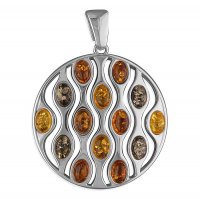 Guest and Philips - Amber Set, Sterling Silver - Mixed Disc Pendant H2426-M
