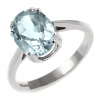 Guest and Philips - Aquamarine Set, White Gold - Single Stone Ring, Size N 7-14WG