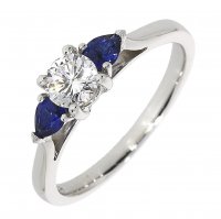 Guest and Philips - Diamond & Sapphire Set, White Gold - 18ct 3 Stone Ring 22063D2