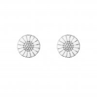 Georg Jensen - Daisy, Diamond 0.10ct Set, Sterling Silver - Enamel - Stud Earrings 10010538