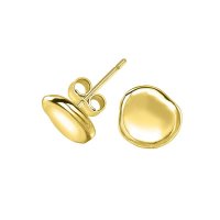 Dower and Hall - Pebble, Yellow Gold Plated Dimple Pebble Studs