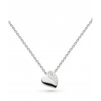Kit Heath - Cubic Zirconia Set, Sterling Silver - Rhodium Plated - Miniature Sparkle Sweetheart Necklace, Size 17"