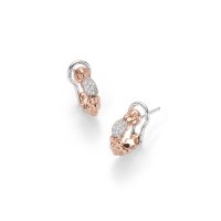 Fope - Eka Tiny, Diamond 0.19ct Set, Rose Gold - - 18ct Diamond and Hoop Earrings - OR730PAVE