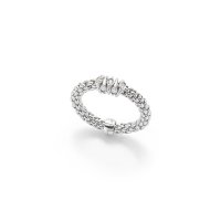 Fope - Flex'it, Diamond 0.07ct Set, White Gold - - 18ct 5 Rondelle Ring, Size Medium - AN746BBRM-W