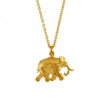 Alex Monroe - Gold Plated Indian Elephant Pendant and Chain, Size 18"
