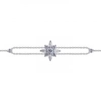 Carat London - Snow Flower, c/z Set, Silver Camilia Bracelet Bracelet