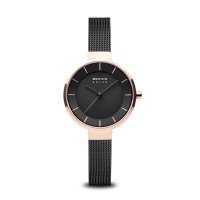 Bering - Solar, Stainless Steel Rose Gold with Black Face - 14631-166