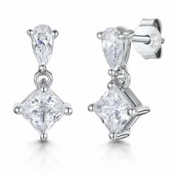 Jools - Cubic Zirconia Set, Sterling Silver Drop Earrings - KPE1652