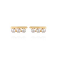 Claudia Bradby - Seascape, Pearl Set, Sterling Silver - Yellow Gold Plated - Kai Micro 3 Pearl Studs