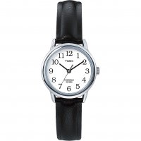 Timex - Chrome Black Leather Strap Watch, Size Ladies T20441D7PF