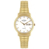 Rotary - Gents, Yellow Gold Plated Elasticated Bracelet. Day/Date Watch