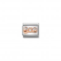 Nomination - Composable Classic Symbols in Stainless Steel With 9ct. Rose Gold and CZ (12, Bow Cherie)
