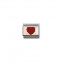 Nomination - Composable Classic Plates in Stainless Steel With 9ct. Rose Gold and Enamel (14, Red Heart)
